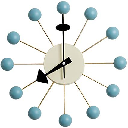 Amazon.com: SHISEDECO Mid Century George Nelson Ball Clock, Painted Solid Wood Non Ticking Decorative Modern Silent Wall Clock for Home, Kitchen,Living Room,Office etc. - Retro Design (Ball Clock in Blue): Home & Kitchen