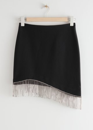 Asymmetric Diamanté Mini Skirt - Black - Mini skirts - & Other Stories