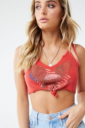 American Flag & Eagle Graphic Crop Top | Forever 21