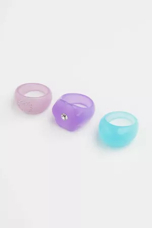 3-pack Rings - Light blue/purple/light pink - Ladies | H&M US