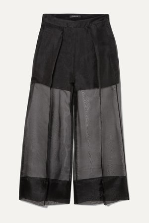 Black Cropped silk-organza and crepe wide-leg pants | Cushnie | NET-A-PORTER