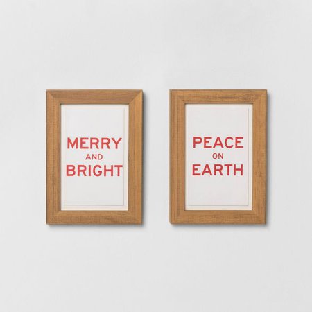 2pk 5"X7" Wall Dcor Peace On Earth And Merry & Bright - Hearth & Hand™ With Magnolia : Target