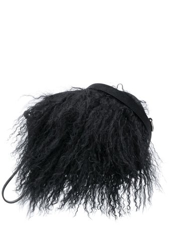 Black P.A.R.O.S.H. fur trimmed clutch bag- Farfetch