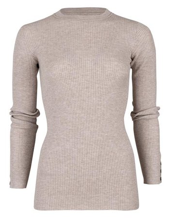 Sand Cashmere and Lurex Ribbed Sweater