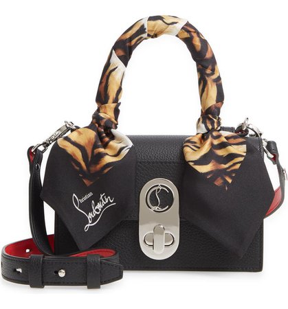 Christian Louboutin Mini Elisa Empire Silk Top Handle Leather Bag | Nordstrom