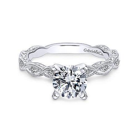 18K White Gold Vintage Inspired Amavida Diamond Engagement Ring - Mullen Jewelers