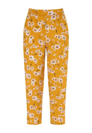 Womens Mustard Floral Print Trousers | Peacocks