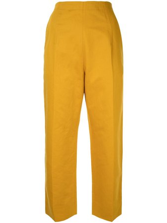 Yellow Marni cropped high waisted trousers PAMA0058A0TCR23 - Farfetch