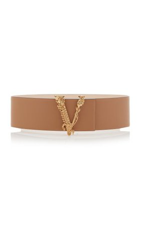 Gold-Tone Virtus Leather Belt By Versace | Moda Operandi