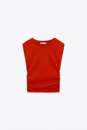 RUCHED CROP TANK TOP - Red | ZARA United States