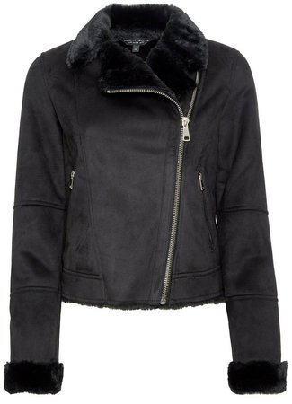 Black Shearling Zip Jacket