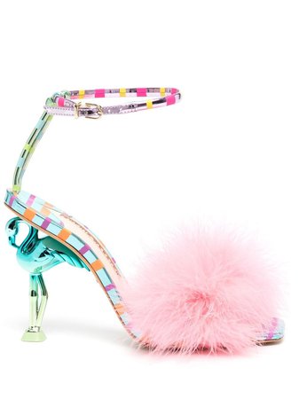 Sophia Webster Flamingo Maribou 90mm Sandals - Farfetch