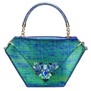 Embellished Diamond Bag, Iridescent Blue - MAUDE Studio
