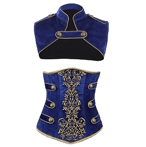 Corset, blue with gold