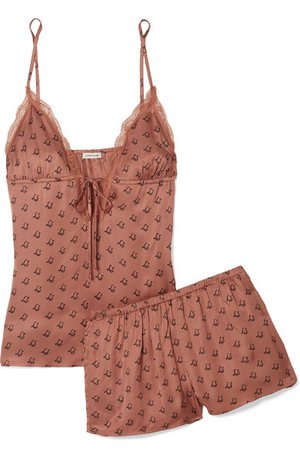 Love Stories | Lotty and Blush lace-trimmed printed jersey pajama set | NET-A-PORTER.COM