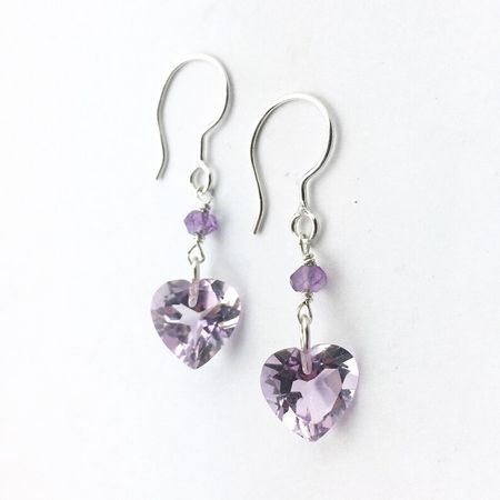 Amethyst Heart Earrings in Sterling Silver Purple Heart - Etsy Brasil