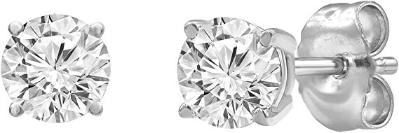 Amazon.com: 1.00 CT. T.W. Lab Grown Diamonds Solitaire Stud Earrings In 14k White Gold: Clothing, Shoes & Jewelry