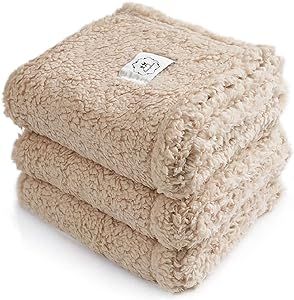 Amazon.com : 1 Pack 3 Calming Blankets Fluffy Premium Fleece Pet Blanket Soft Sherpa Throw for Dog Puppy Cat Beige Small (23" x16'') : Pet Supplies