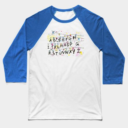 Stranger Things Christmas Lights Alphabet - Stranger Things Christmas Lights - Baseball T-Shirt | TeePublic