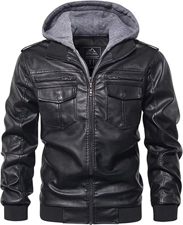 Leather Jacket for Men Motorcycle Jackets for Men with Hood Bomber Jacket for Men Biker Jacket for Men Vintage Faux Leather Jacket Men at Amazon Men’s Clothing store