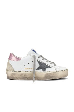 Golden Goose Hi Star Sneaker in White, Dark Grey, Salmon, & Ice | REVOLVE
