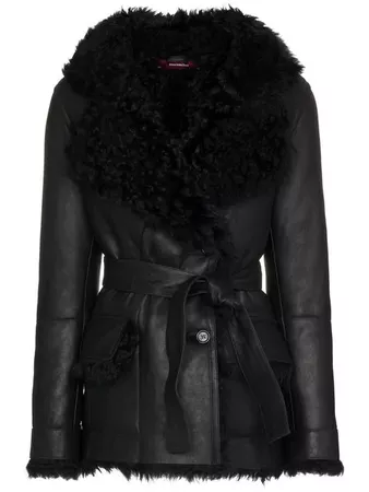 Sies Marjan Double Breasted Belted Leather Coat
