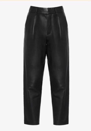 black tailored leather trousers
