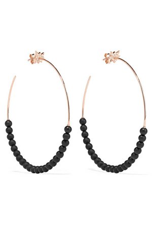 Diane Kordas | Explosion 18-karat rose gold, onyx and diamond hoop earrings | NET-A-PORTER.COM