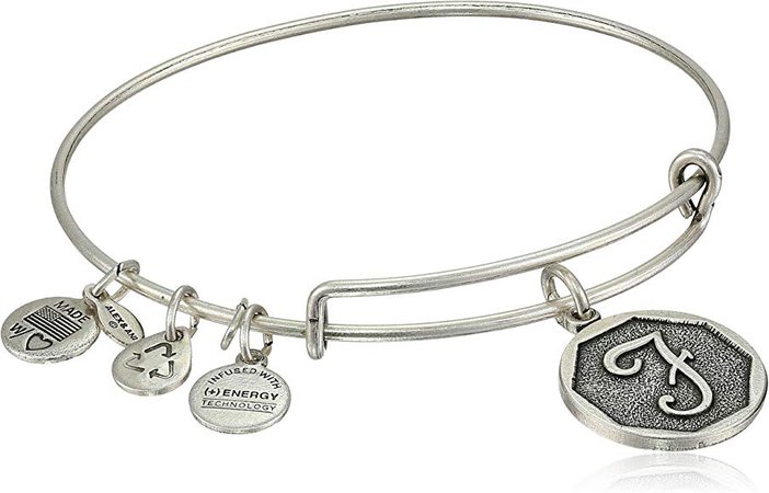Amazon.com: Alex and Ani Rafaelian Silver-Tone Initial "F" Expandable Wire Bangle Bracelet, 2.5": Jewelry