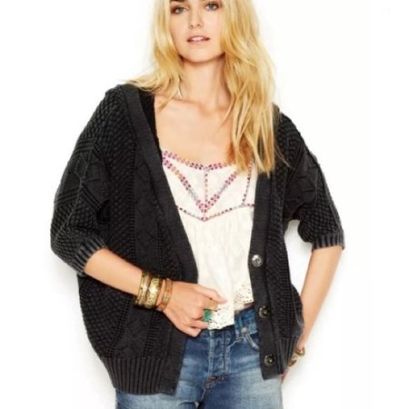 free people washed out hooded cardigan