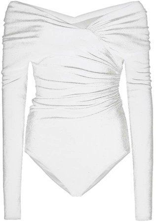 ALEXANDRE VAUTHIER Off-the-shoulder White velvet bodysuit