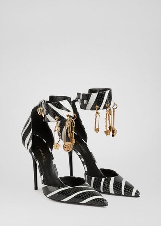 black stripe heels