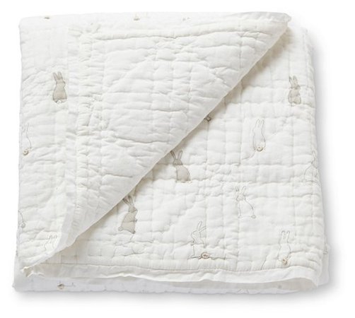Bunny Hop Quilted Blanket, White/Gray - Baby Blankets & Swaddles - Blankets & Quilts - Bedding - Bed & Bath | One Kings Lane