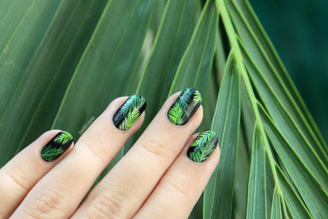 green palm leaf manicure - Google Search