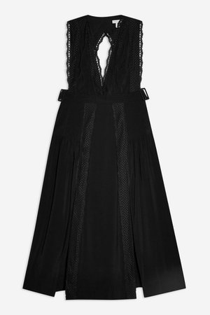 Black Lace Insert Pinafore Dress | Topshop black