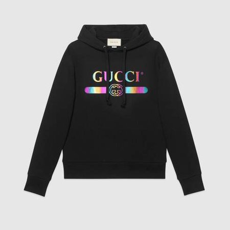 Black Heavy Cotton Jersey Sweatshirt With Gucci Logo | GUCCI® US