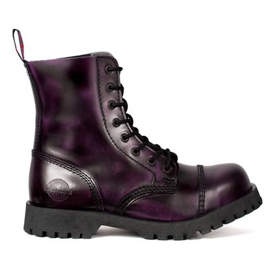 NEVERMIND 8-Eye Purple Leather Boots
