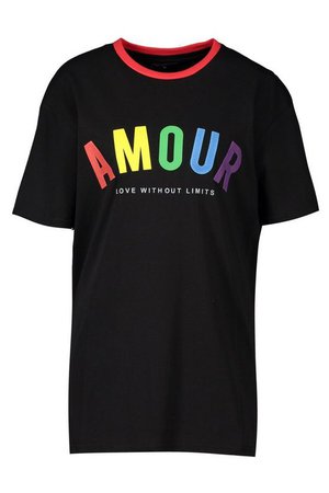 Pride Loose Fit T-Shirt With Amour Print | Boohoo