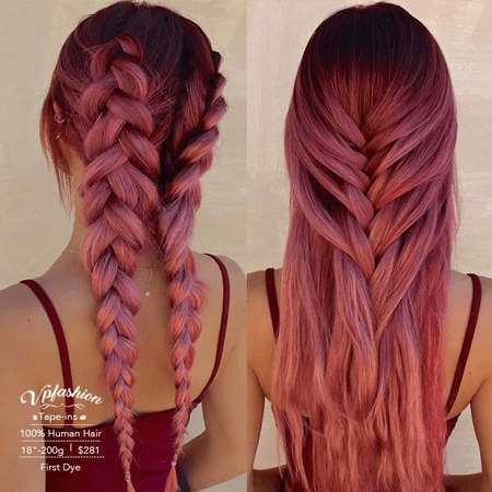 burgundy and pink hair
