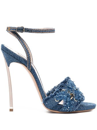 Shop blue Casadei denim high heel sandals with Express Delivery - Farfetch