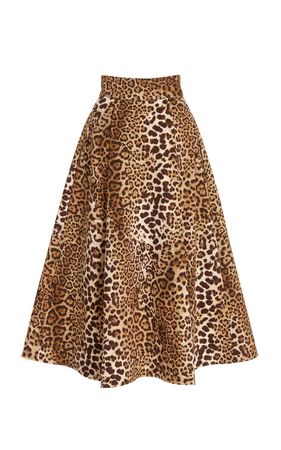 Leopard Print Stretch-Cotton Midi Skirt By Carolina Herrera | Moda Operandi