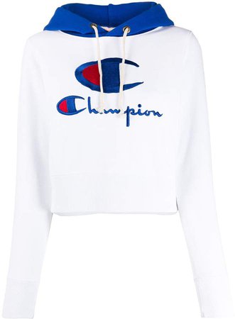 embroidered logo cropped hoodie