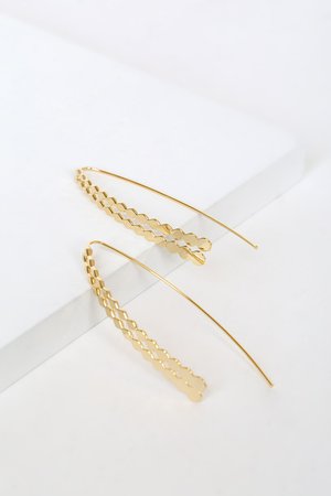Gold Threader Earrings - Wavy Earrings - Drop Earrings - Lulus