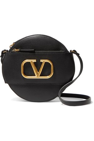 Valentino | Valentino Garavani Go Logo leather shoulder bag | NET-A-PORTER.COM