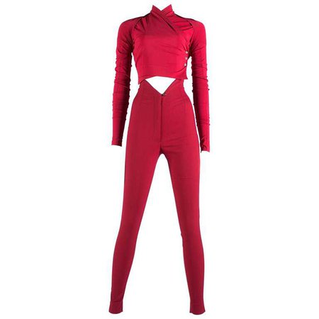 Dolce and Gabbana red three piece pant suit, c. 1990-1994 For Sale at 1stdibs