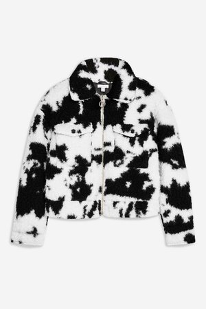 Cow Faux Shearling Crop Jacket | Topshop white
