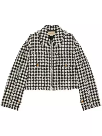 Gucci gingham-pattern Tweed Bomber Jacket - Farfetch