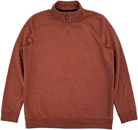 Mens Rust Orange Fleece Quarter-Zip Pullover Sweatshirt Jacket Medium at Amazon Men’s Clothing store