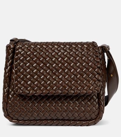 Intrecciato Leather Shoulder Bag in Brown - Bottega Veneta | Mytheresa