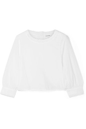 Reformation | Lottie lace-trimmed organic cotton-voile blouse | NET-A-PORTER.COM